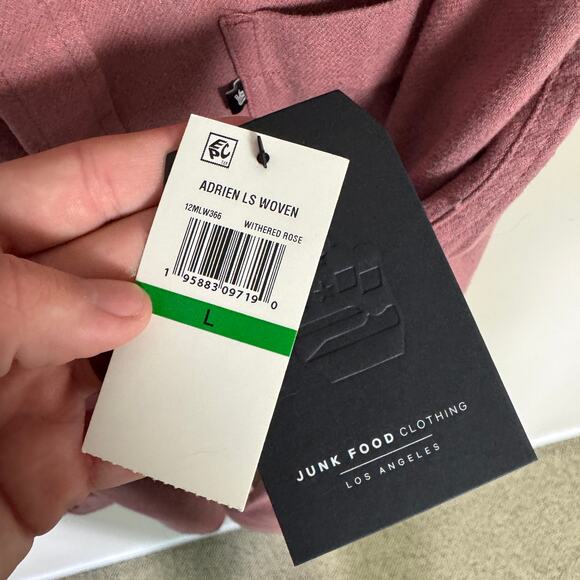 Junk Food Clothing Adrien Long Sleeve Button Up Shirt US Men's L - Picture 6 of 9